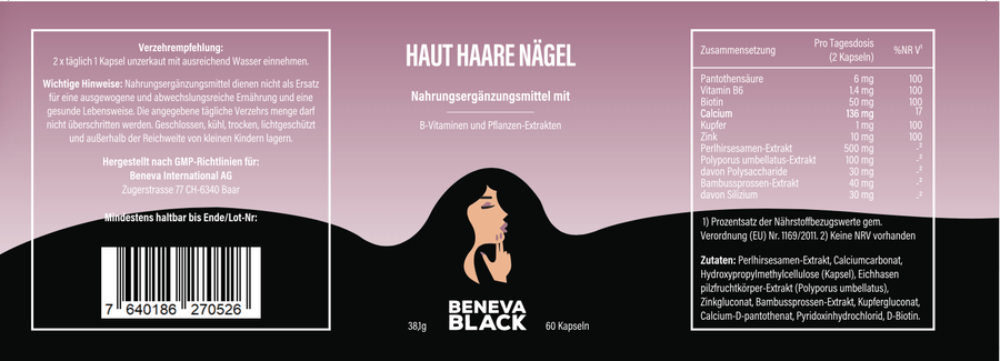 Haut Haare Nägel Kapseln - Beneva Black
